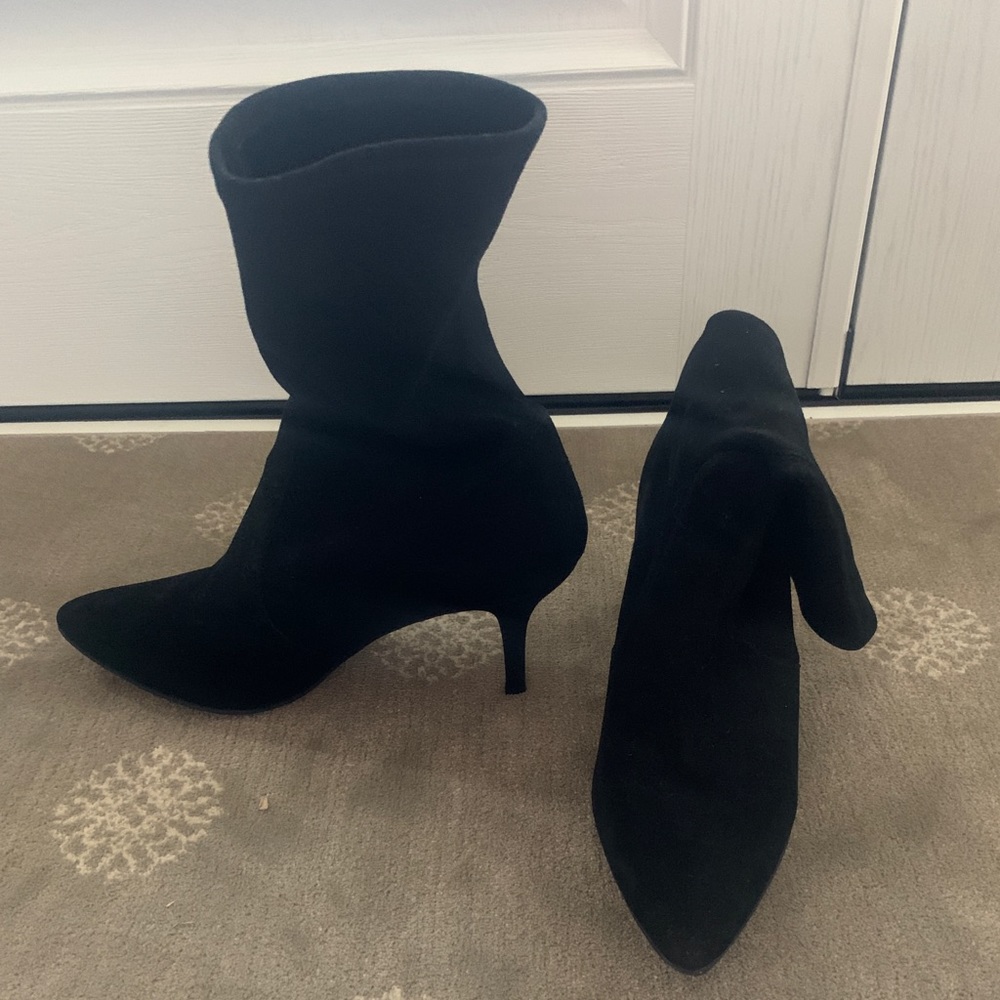 Black suede Stuart Weitzman booties